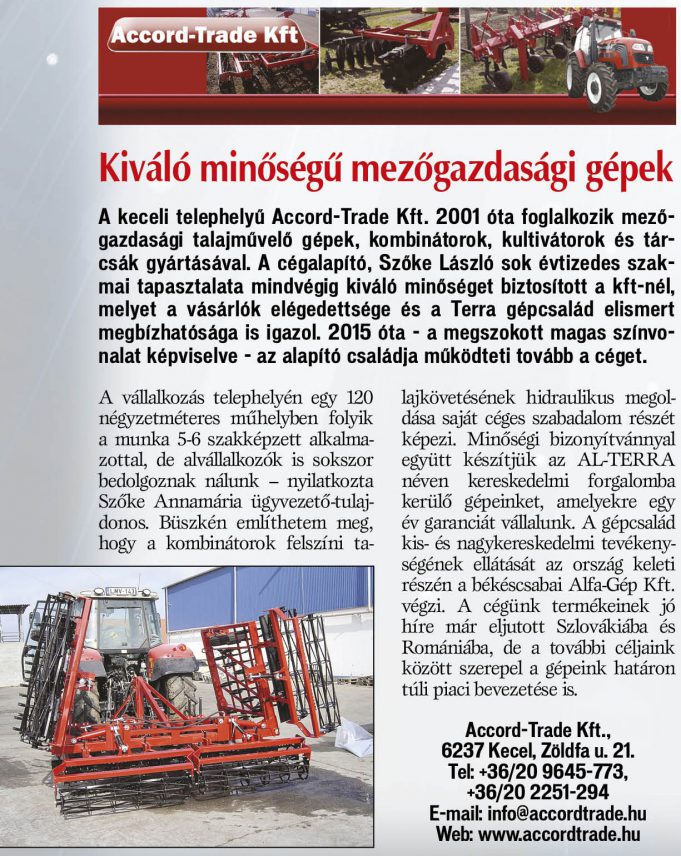Kiváló minőségű mezőgazdasági gépek