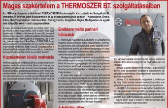 Magas szakértelem a THERMOSZER BT. szolgáltatásaiban