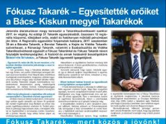 Fókusz Takarék – Egyesítették erőiket a Bács-Kiskun megyei Takarékok