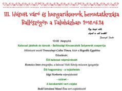 III. Húsvét váró és hungarikumok bemutatkozása Ballószögön a Faluházban