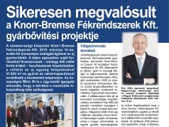 Sikeresen megvalósult a Knorr-Bremse Fékrendszerek Kft. gyárbővítési projektje