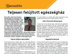 Bácsszőlős – Teljesen felújított egészségház