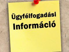 KÖZLEMÉNY ÜGYFÉLFOGADÁS SZÜNETELÉSÉRŐL