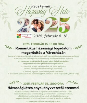 Romantikus házassági fogadalom megerősítés a Városházán 2025. február 15. 10:00 óra