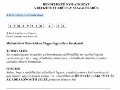 RENDELKEZŐ NYILATKOZATA BEFIZETETT ADÓ EGY SZÁZALÉKÁRÓL