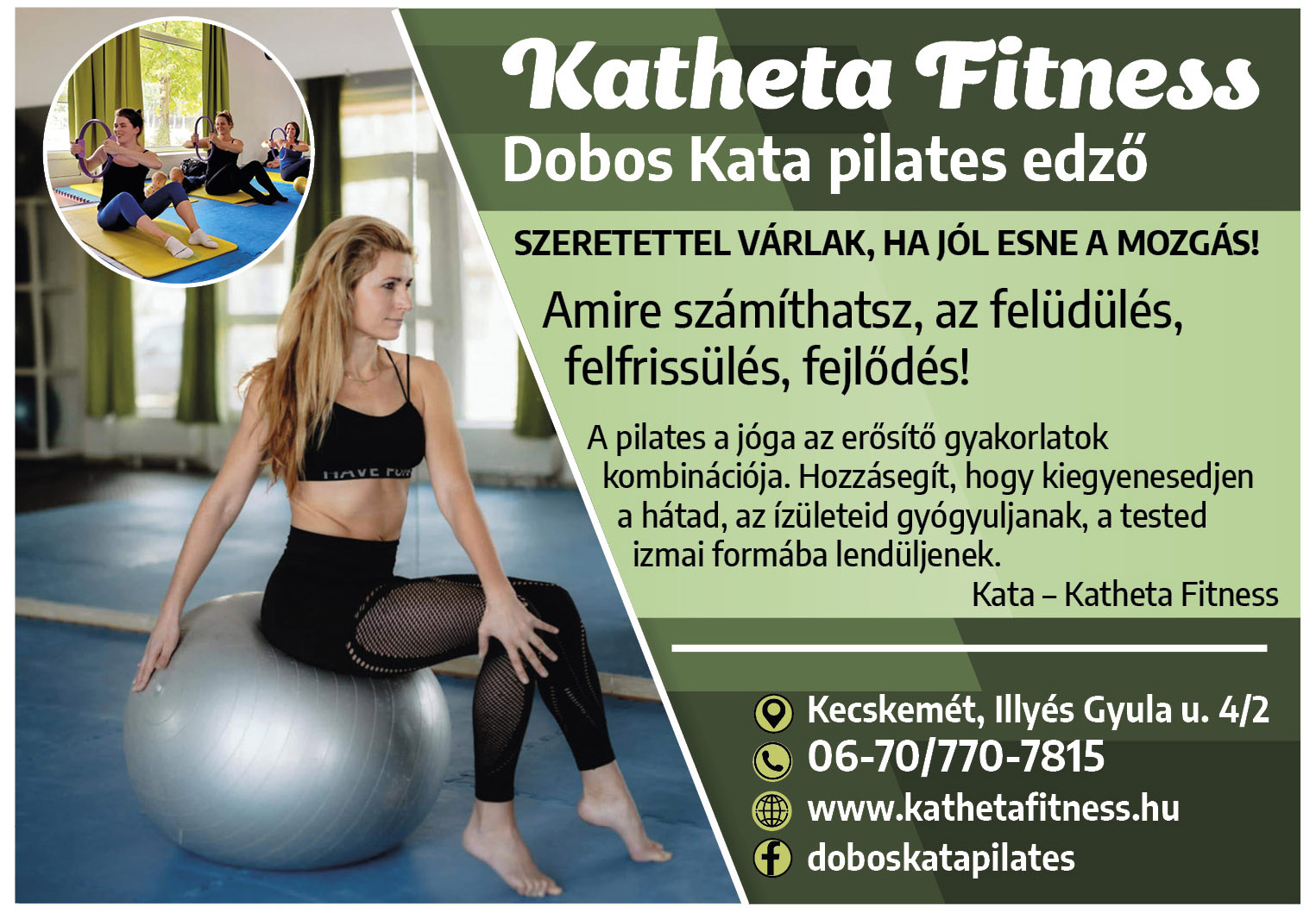 Katheta Fitness/ Dobos Kata PilatesPlusz, Kezdő pilates, Baba-mama pilates