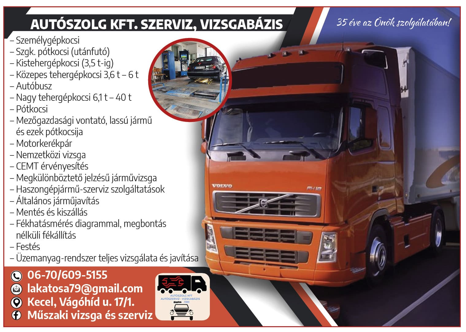 AUTÓSZOLG Kft. Szervíz, Vizsgabázis