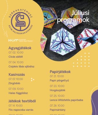 Júliusi programok 2026 Antanténusz Műhely – nyári szünidei foglalkozások
