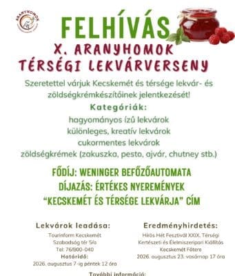 Felhívás a X. Aranyhomok térségi lekvárversenyre